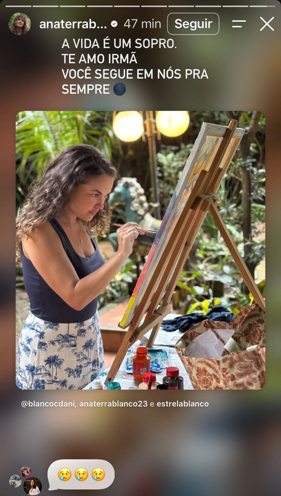 Story da irmã de Lua Blanco — Foto: Reprodução/Instagram