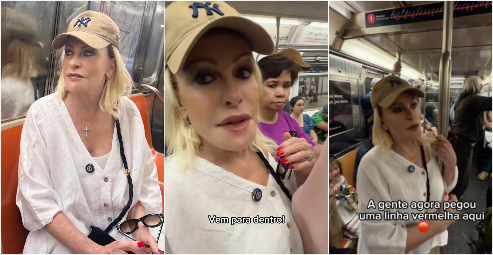 Cover image for Ana Maria Braga se diverte ao andar de metrô pela primeira vez após achar carro de aplicativo 'caro demais'