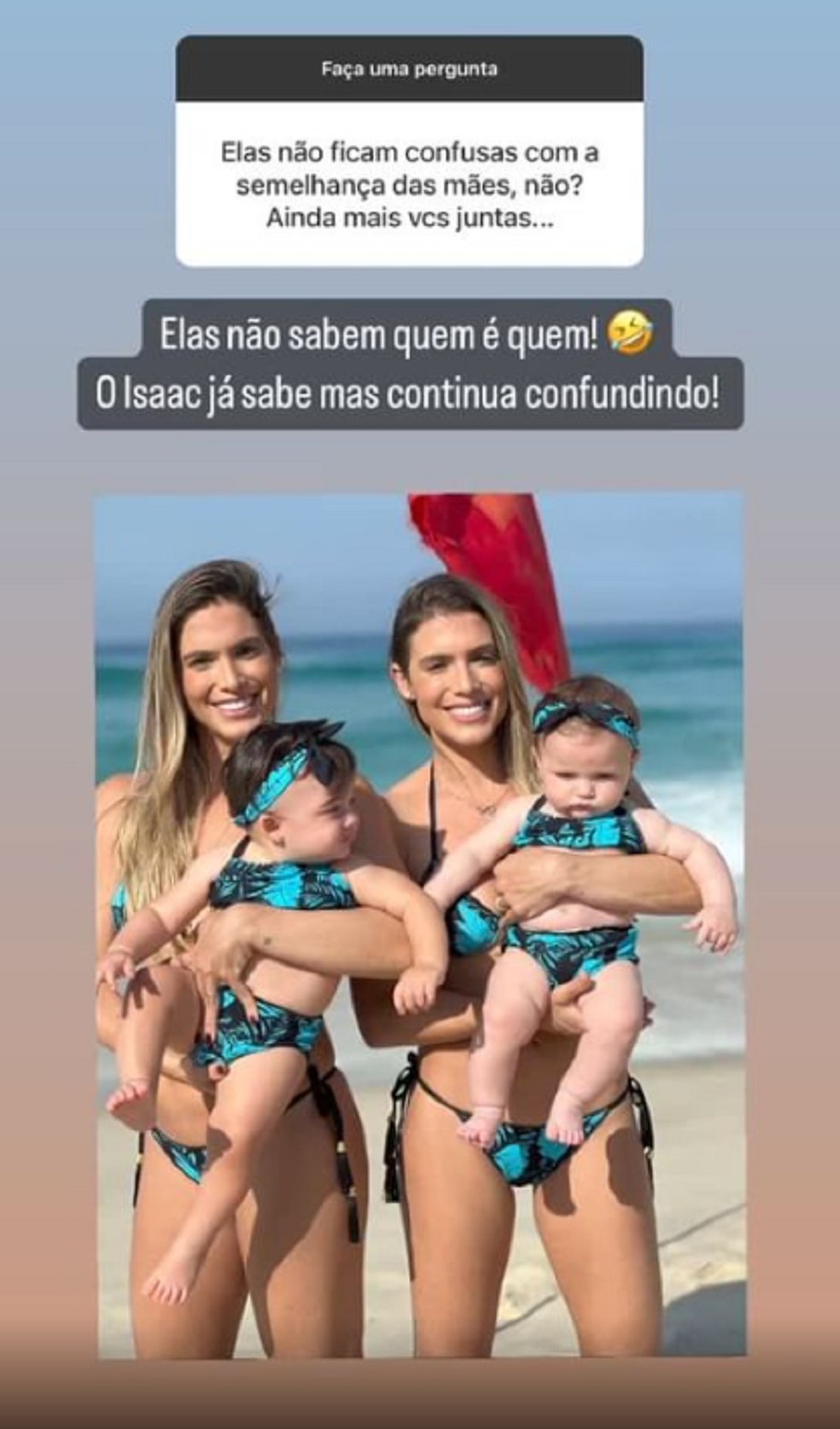 Bia e Branca Feres respondem se filhas sabem diferenciá-las — Foto: Reprodução/Instagram