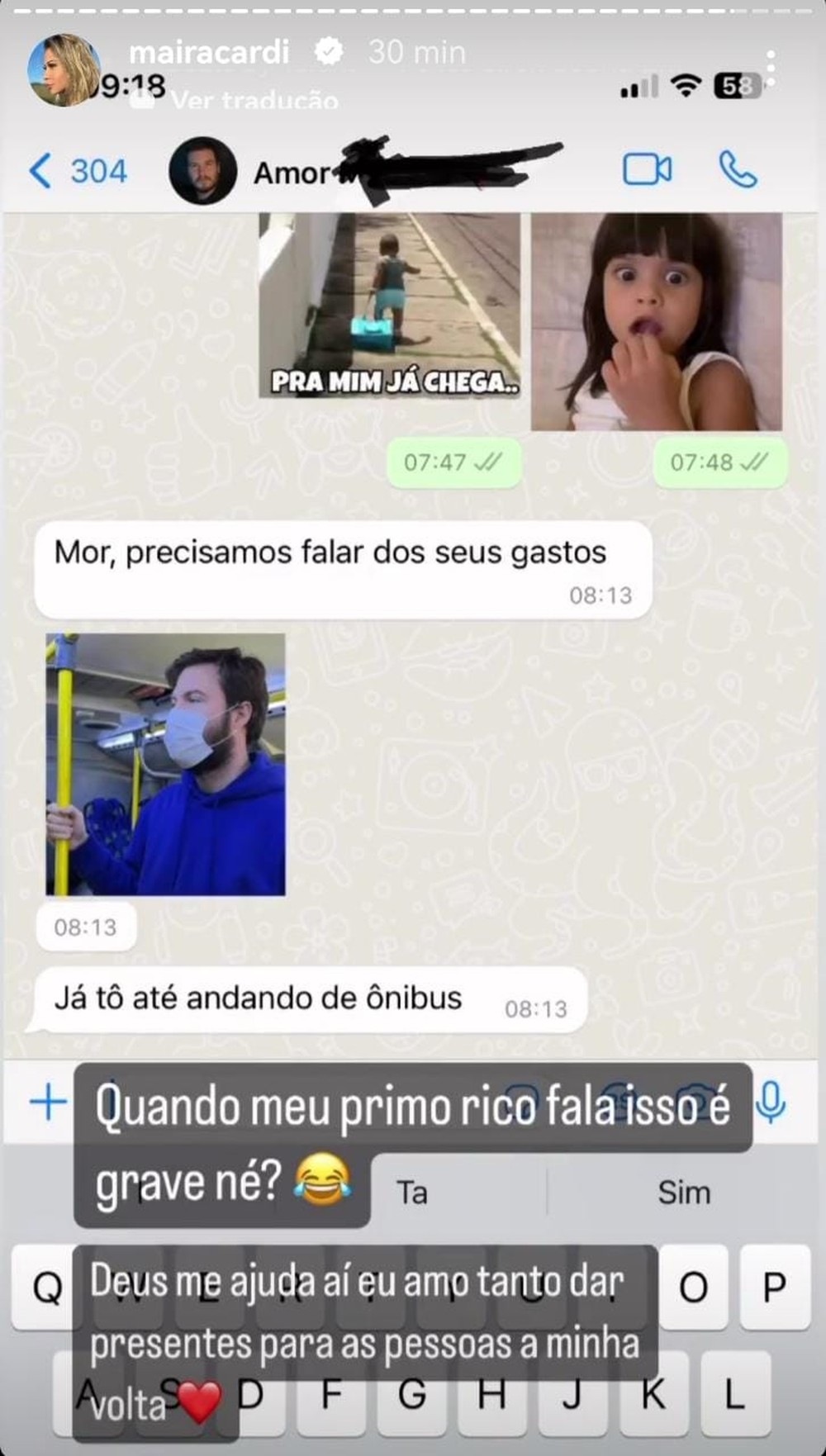 Primo Rico brinca que Maíra Cardi está gastando muito: 'Já estou até ...