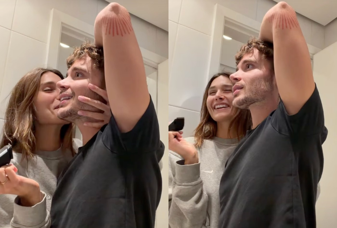 Sasha Meneghel raspa a barba do marido, João Lucas, e se choca com resultado; veja - QTU Questões do Universo