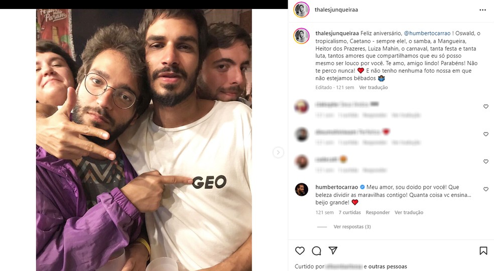 Post de Thales Junqueira e Humberto Carrão — Foto: Reprodução/Instagram