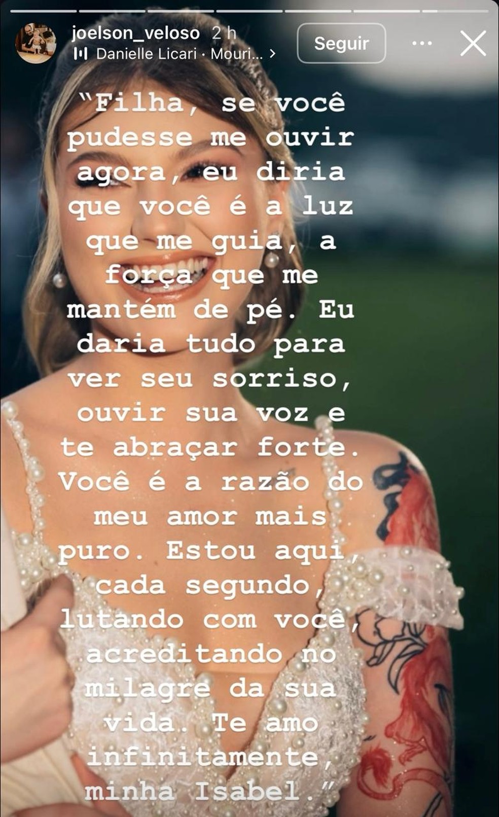 Pai de Isabel Veloso — Foto: Reprodução/ Instagram