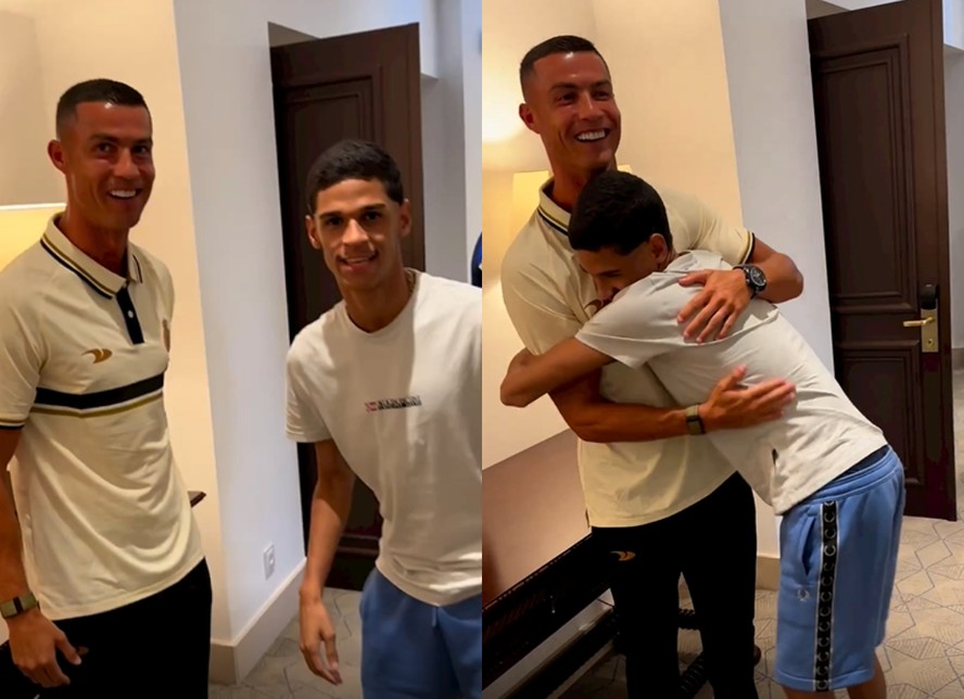 Luva de Pedreiro encontra Cristiano Ronaldo, e se declara: 'Sou o cara mais feliz do mundo'