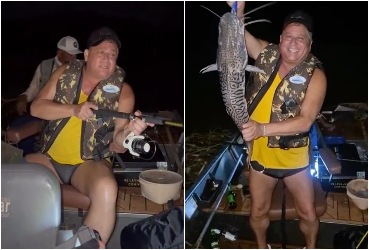 Leonardo canta de sunga em pescaria no Pantanal, e web reage: 