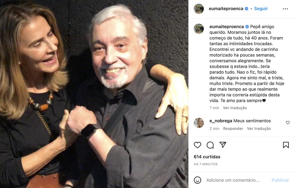 Maitê Proença homenageia Pedro Paulo Rangel — Foto: Reprodução / Instagram