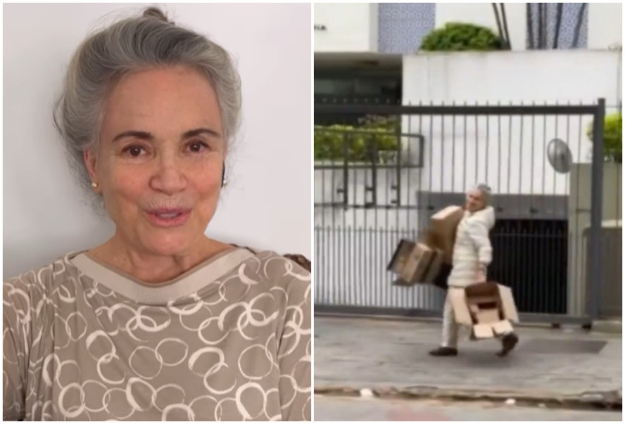 Regina Duarte falou sobre os vídeos em que aparece pegando papelão na rua