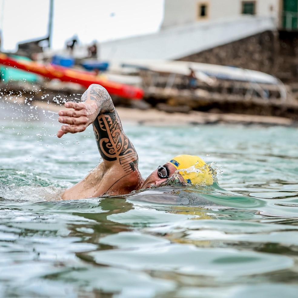 Daniel Cady fica em segundo lugar em competição de aquathlon e triathlon — Foto: Loly Silva