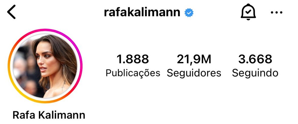Rafa Kalimann é a 6ª ex-BBB mais seguida do Instagram — Foto: Reprodução / Instagram