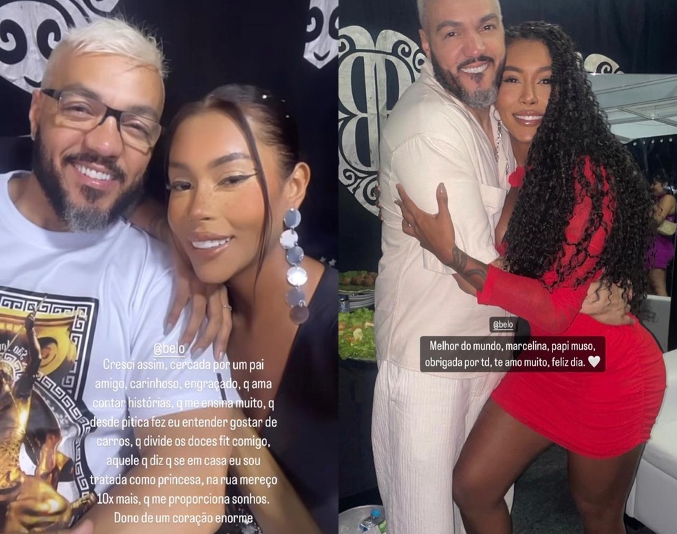Irmã de Gracyanne Barbosa chama Belo de 'pai' e faz homenagem