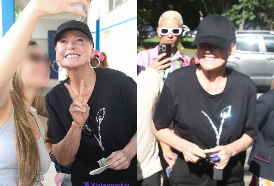 Xuxa arrasta multidão em colégio eleitoral no Rio de Janeiro