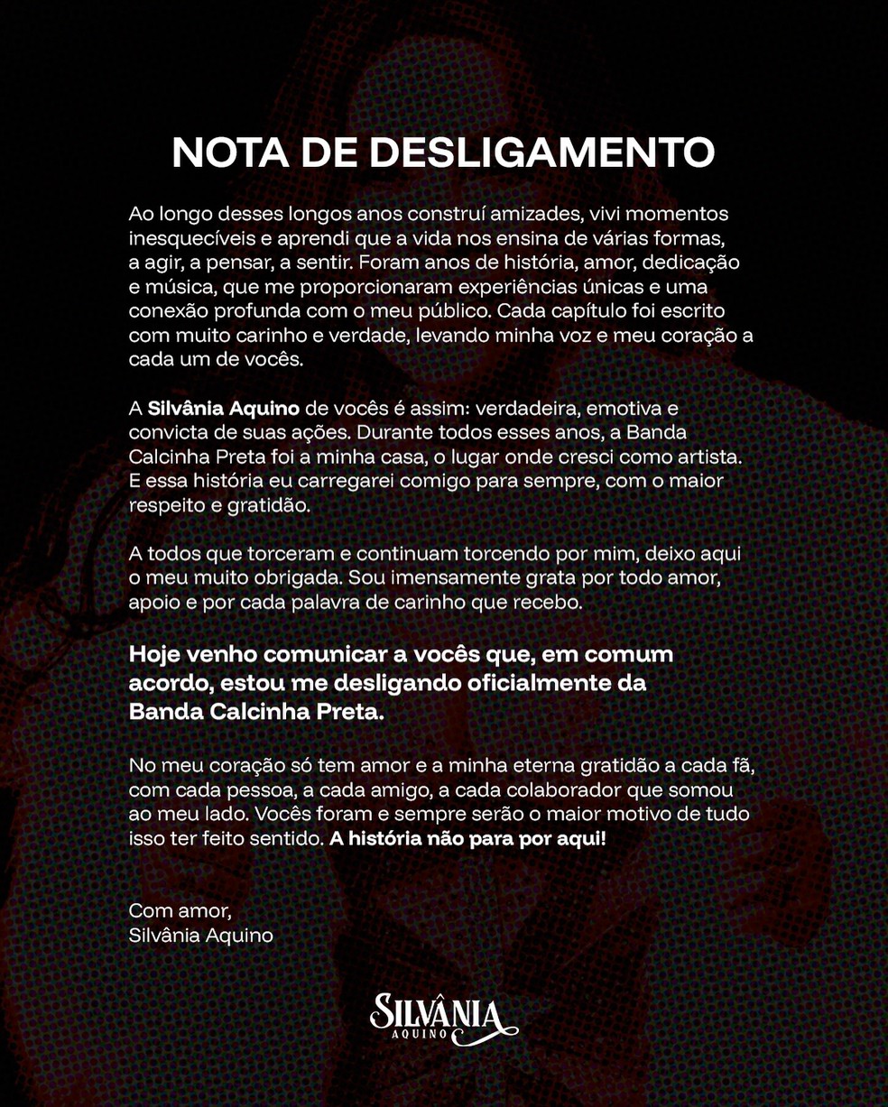 silvaniaaquino 2025 11 11t004520.000z - Silvânia Aquino anuncia saída da Banda Calcinha Preta e encerra um ciclo histórico: “A história não para por aqui”