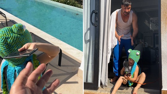 Filho de Julio Rocha joga celular da mãe na piscina e ator se desespera