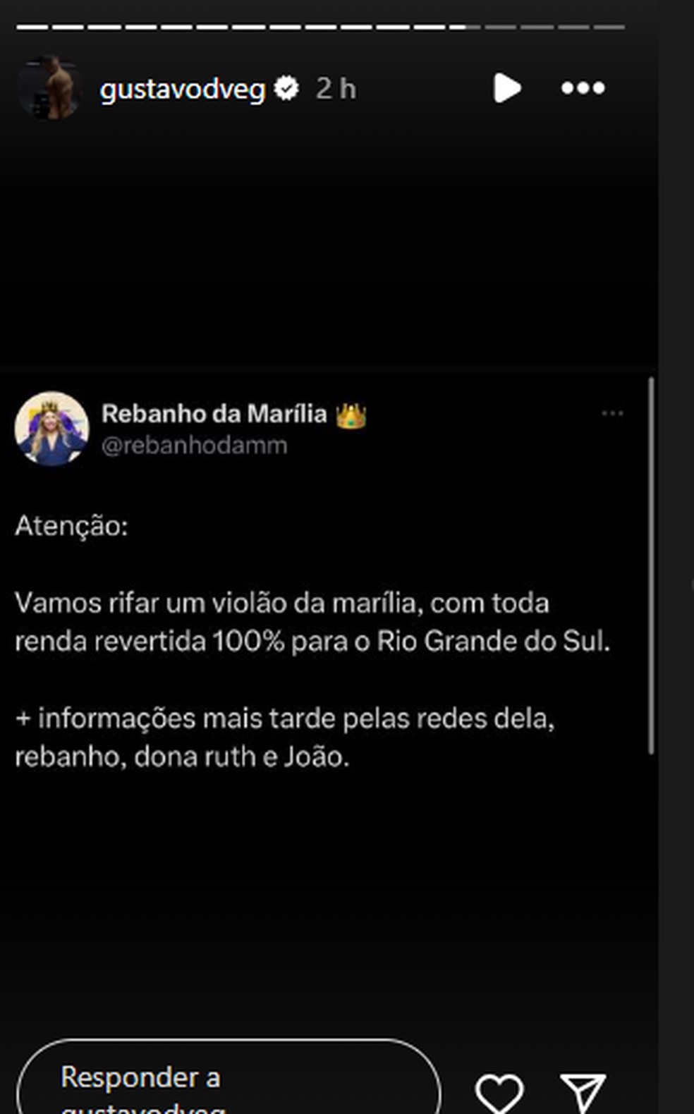 Irmão de Marília Mendonça anunciou rifa — Foto: Reprodução/Instagram
