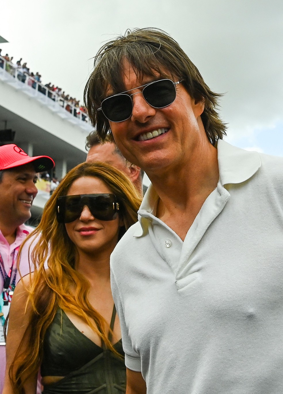 Shakira e Tom Cruise se encontraram na F1 — Foto: Getty Images