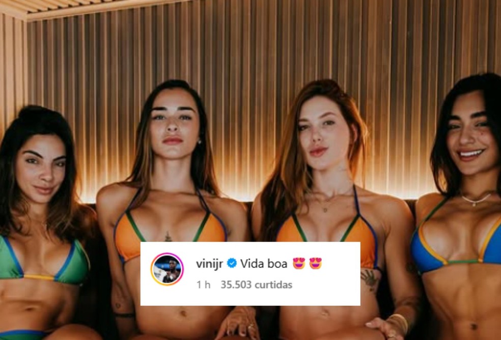 Comentário de Vini Jr. na foto de Virginia Fonseca — Foto: Reprodução/Instagram