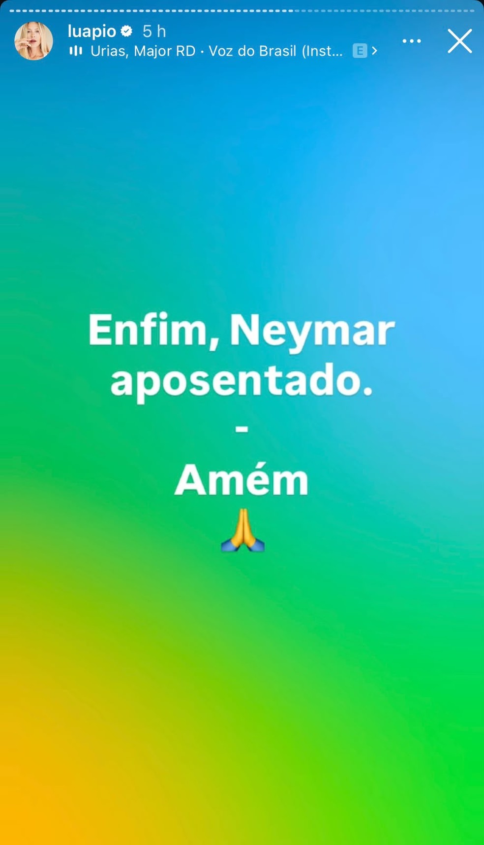 Após derrota do Brasil, Luana Piovani reposta críticas a Neymar e comemora possível 'aposentadoria' do atleta — Foto: Reprodução/Instagram