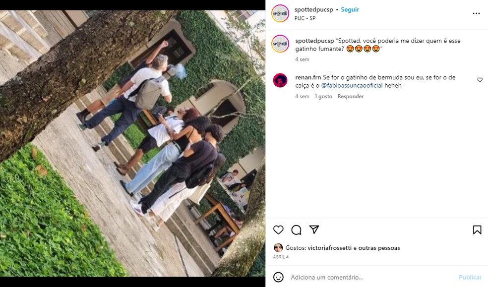 Fabio Assunção é flagrado por alunos da Puc — Foto: Reprodução do Instagram