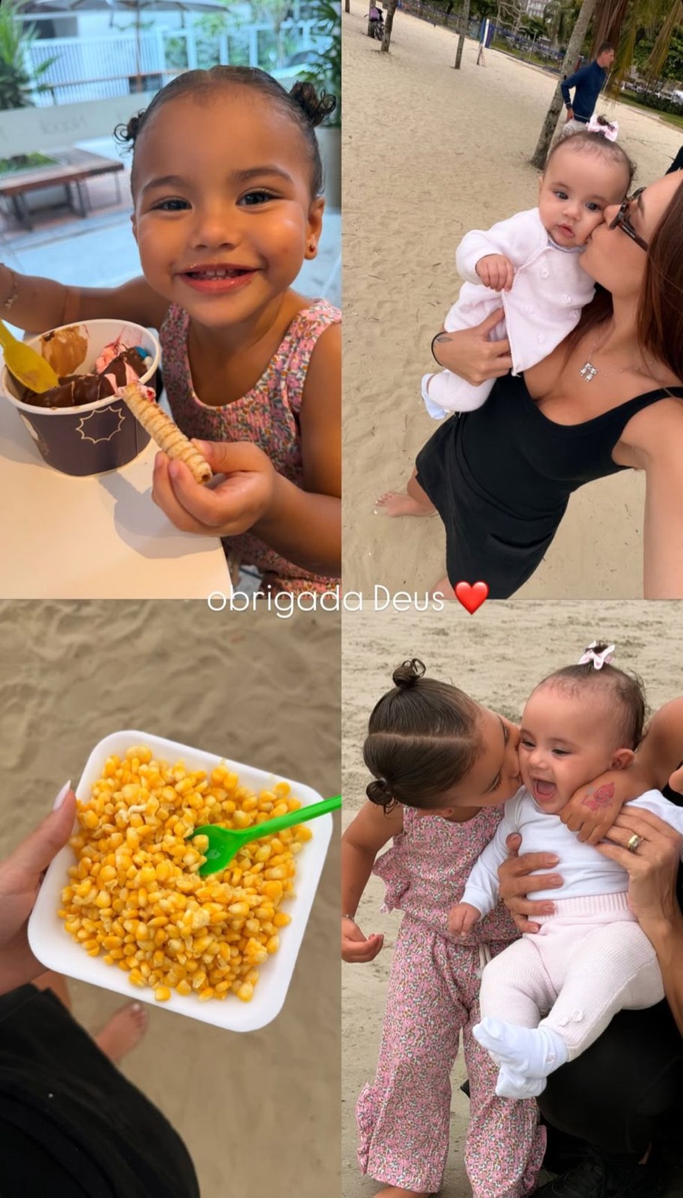 Bruna Biancardi mostra Mavie e Mel se divertindo na praia — Foto: Reprodução/ Instagram