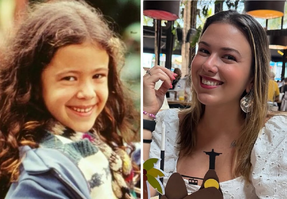 Carolina Pavanelli como Laleska, em 'Sonho Meu' (Globo, 1993), e com visual atual — Foto: Divulgação/TV Globo e Reprodução/Instagram