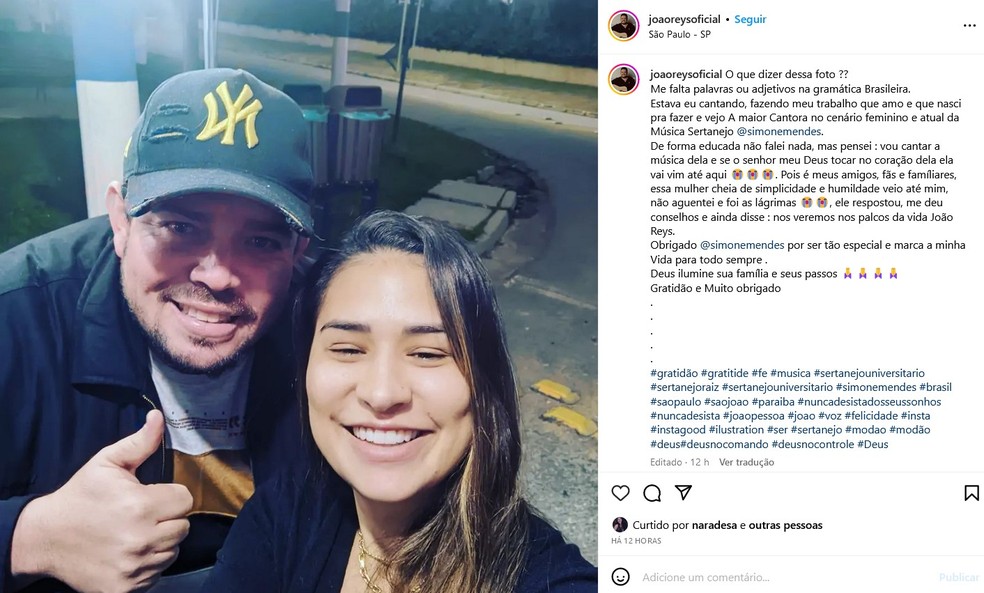 João Reys posta surpresa de Simone Mendes — Foto: Reprodução/Instagram