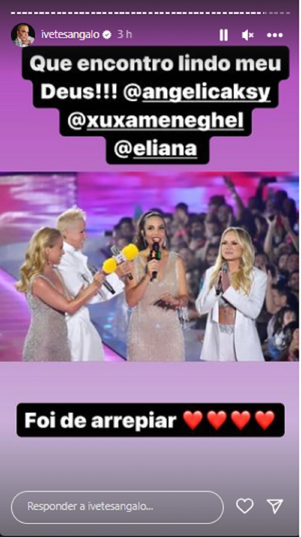 Angélica, Xuxa, Ivete Sangalo e Eliana — Foto: Reprodução/Instagram