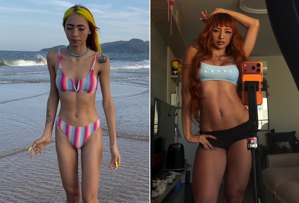 Antes e depois de Ruivinha de Marte — Foto: Reprodução/Instagram