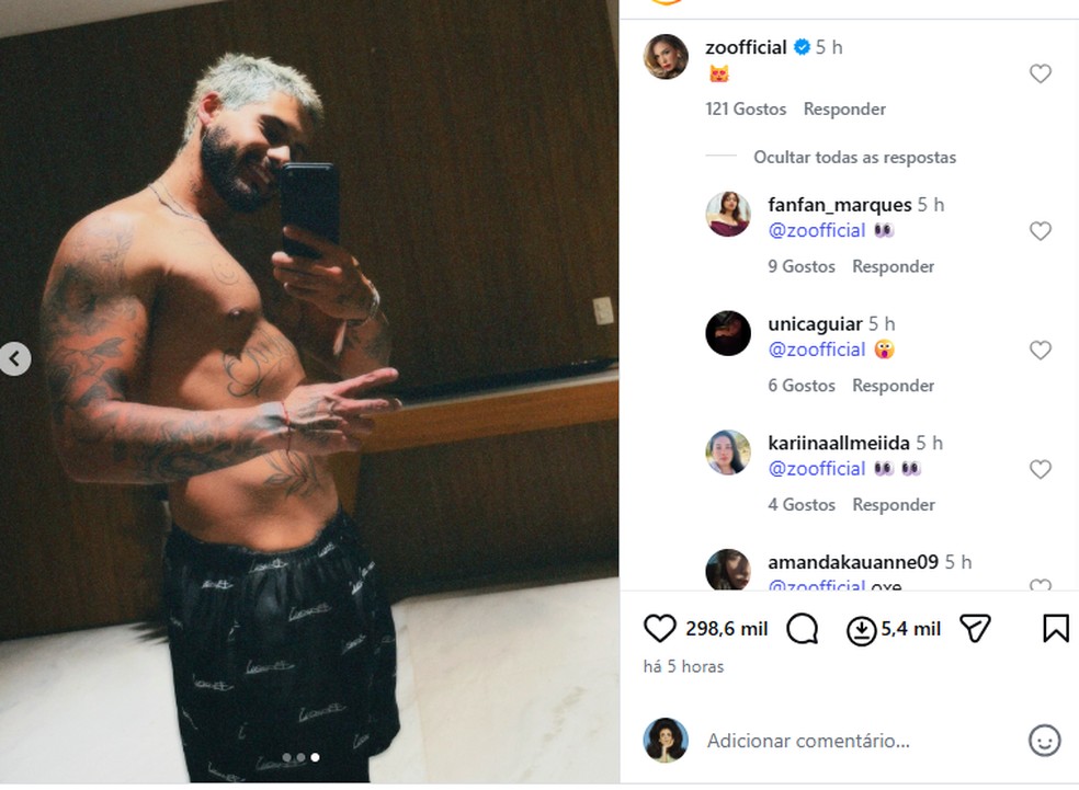 Zoo, ap&oacute;s fim de casamento com Christian Figueiredo, deixa coment&aacute;rio sugestivo em post de Z&eacute; Felipe &mdash; Foto: Reprodu&ccedil;&atilde;o/Instagram