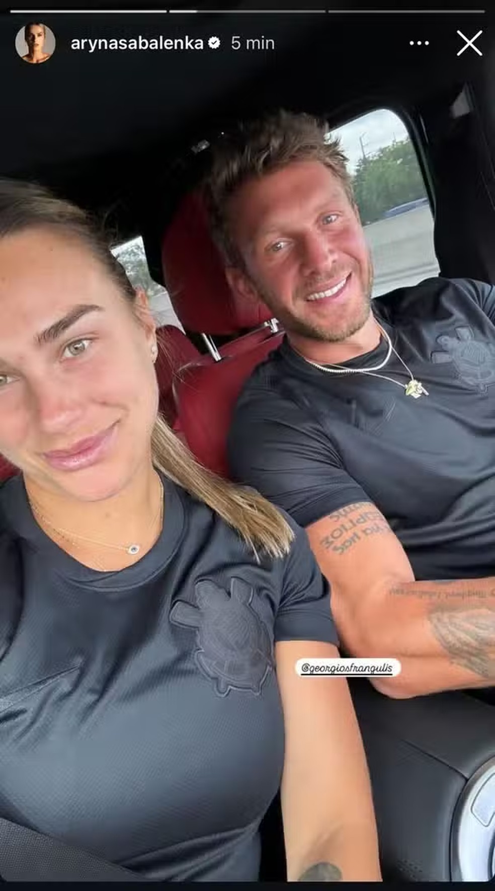 Georgios Franguilis e Aryna Sabalenka — Foto: Reprodução/Instagram