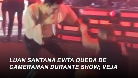 Luan Santana salva cameraman de queda feia do palco em show; vídeo
