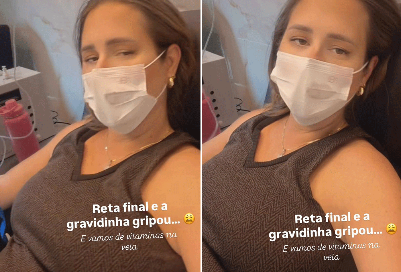 Prestes a dar à luz, Patrícia Leitte faz soroterapia: 'A gravidinha gripou'