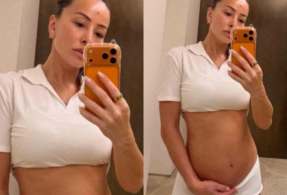 Grávida de cinco meses, Sabrina Sato mostra barrigão após treino às 6h20: 'Hoje treinamos' — Foto: Reprodução/Instagram