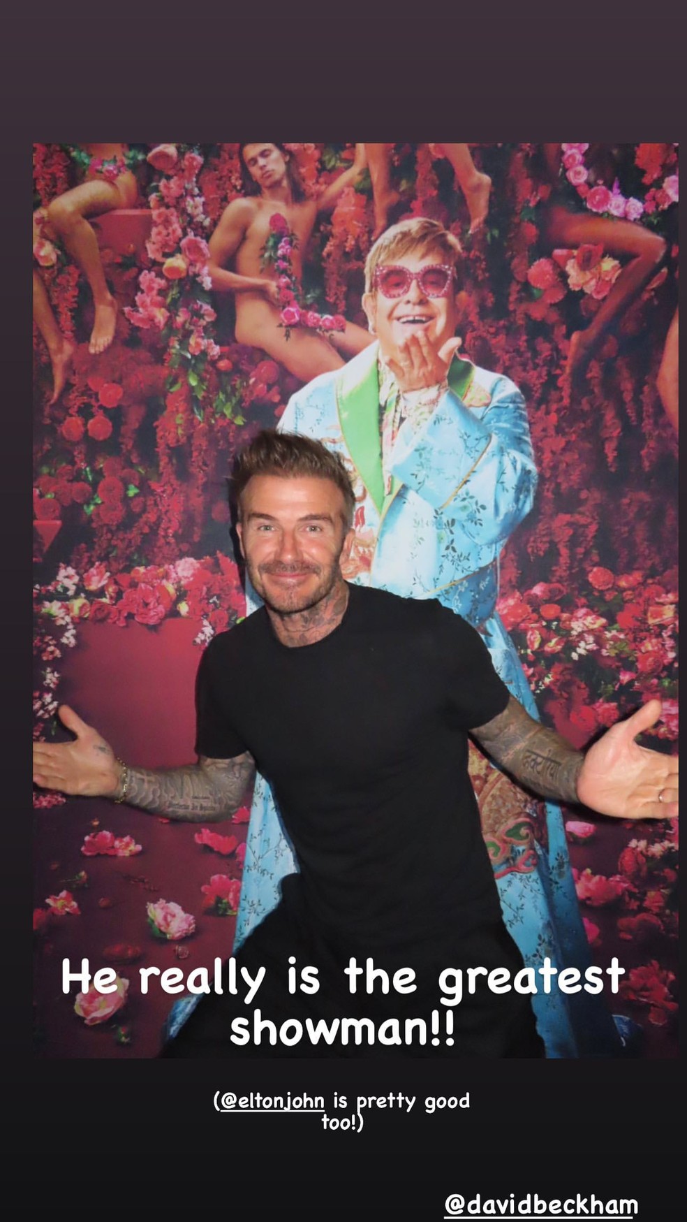 David Beckham em show de Elton John — Foto: Instagram