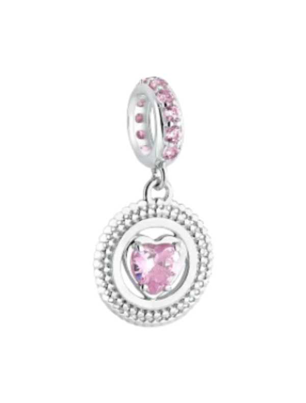 Charm Pedra Coração Cravejado em Prata 925