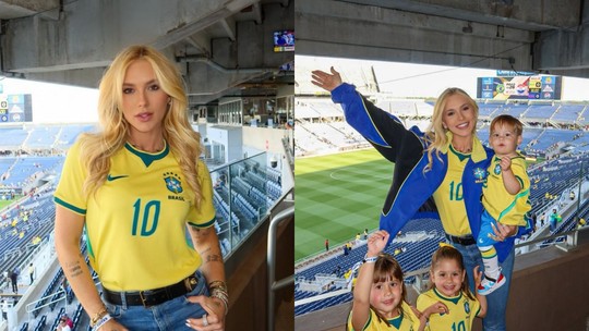 Virginia Fonseca leva filhos pela 1ª vez a jogo do Brasil: 'Estamos prontos' Virginia Fonseca leva filhos pela 1ª vez a jogo do Brasil: 'Estamos prontos'