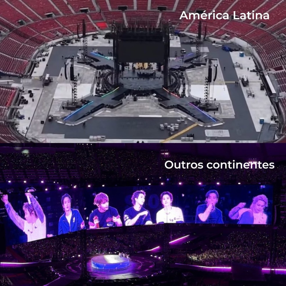 Fãs do BTS notam diferença na estrutura de shows na América do Sul — Foto: Reprodução/X