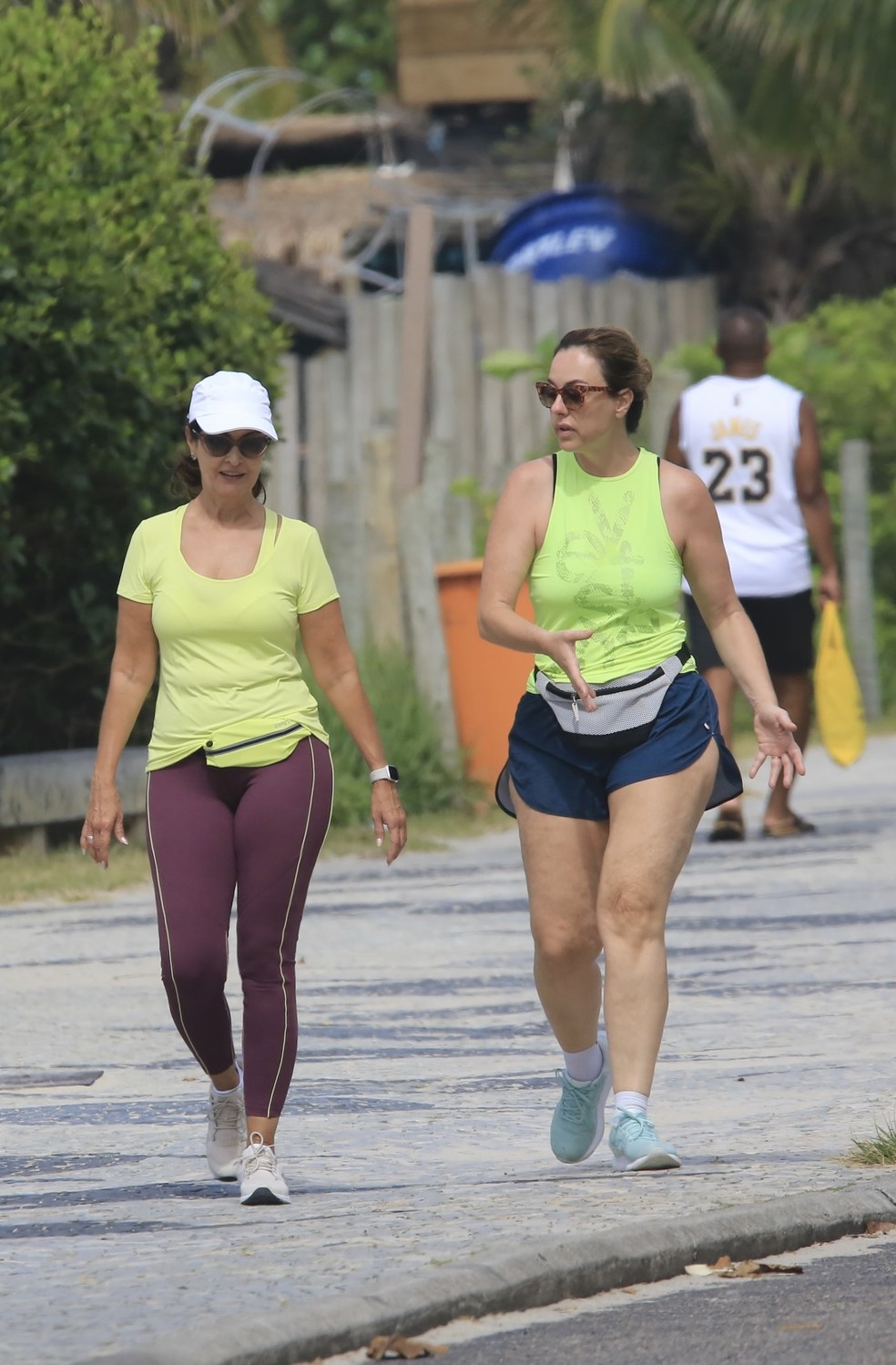 Fátima Bernardes caminha com amiga no Rio — Foto: Fabrício Pioyani/AgNews