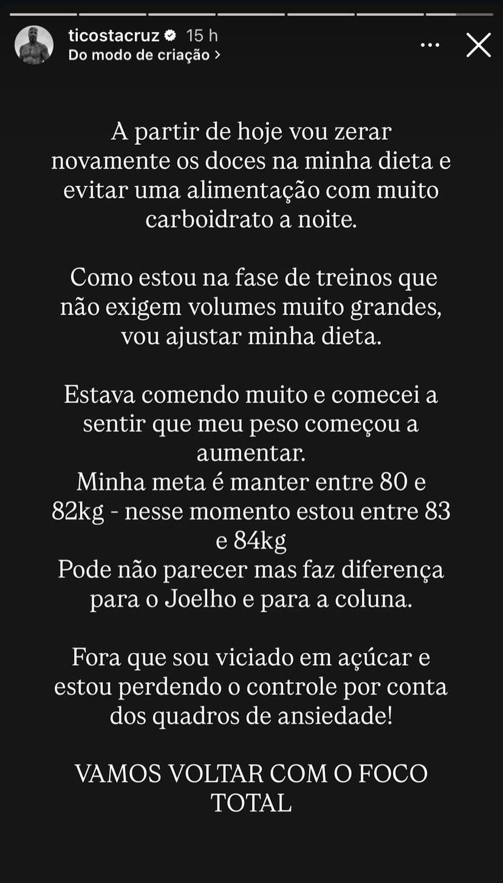 Post de Tico Santta Cruz — Foto: Reprodução | Instagram