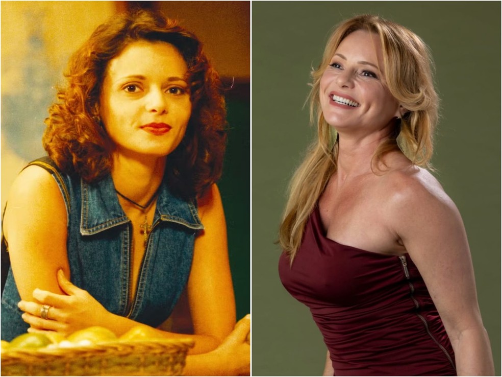 Rita Guedes em 'Quem é Você' (Globo, 1996), como Irina, e com visual atual — Foto: Divulgação/TV Globo