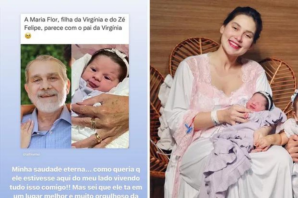 Virginia exibe semelhança entre pai e filha recém-nascida: “Queria que ...