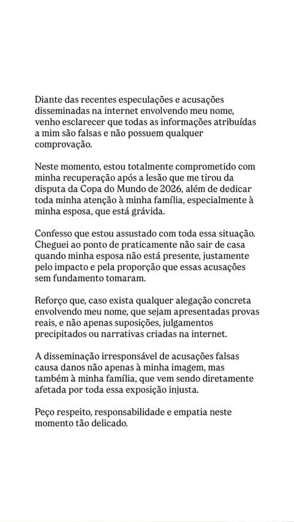 Eder Militão se pronuncia — Foto: Reprodução/Instagram
