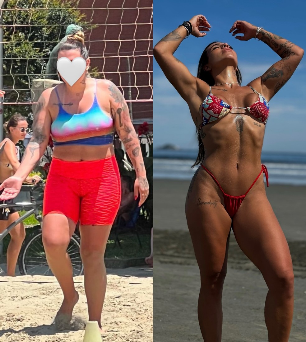 Antes e depois do corpo de Petra Mattar — Foto: Reprodução/Instagram