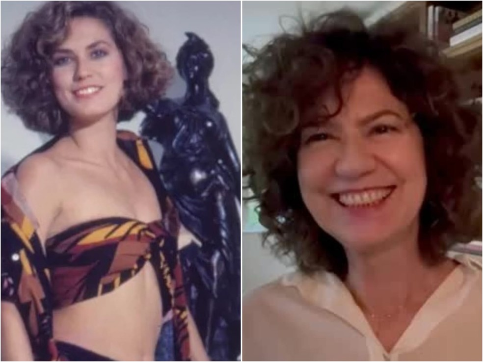 Patricia Pillar como Linda Bastos em 'Roque Santeiro' (Globo, 1985) e com visual atual — Foto: Divulgação/TV Globo e Reprodução/Instagram