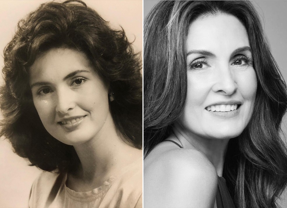 Fátima Bernardes na década de 1980 e nos dias atuais — Foto: Reprodução/ Instagram