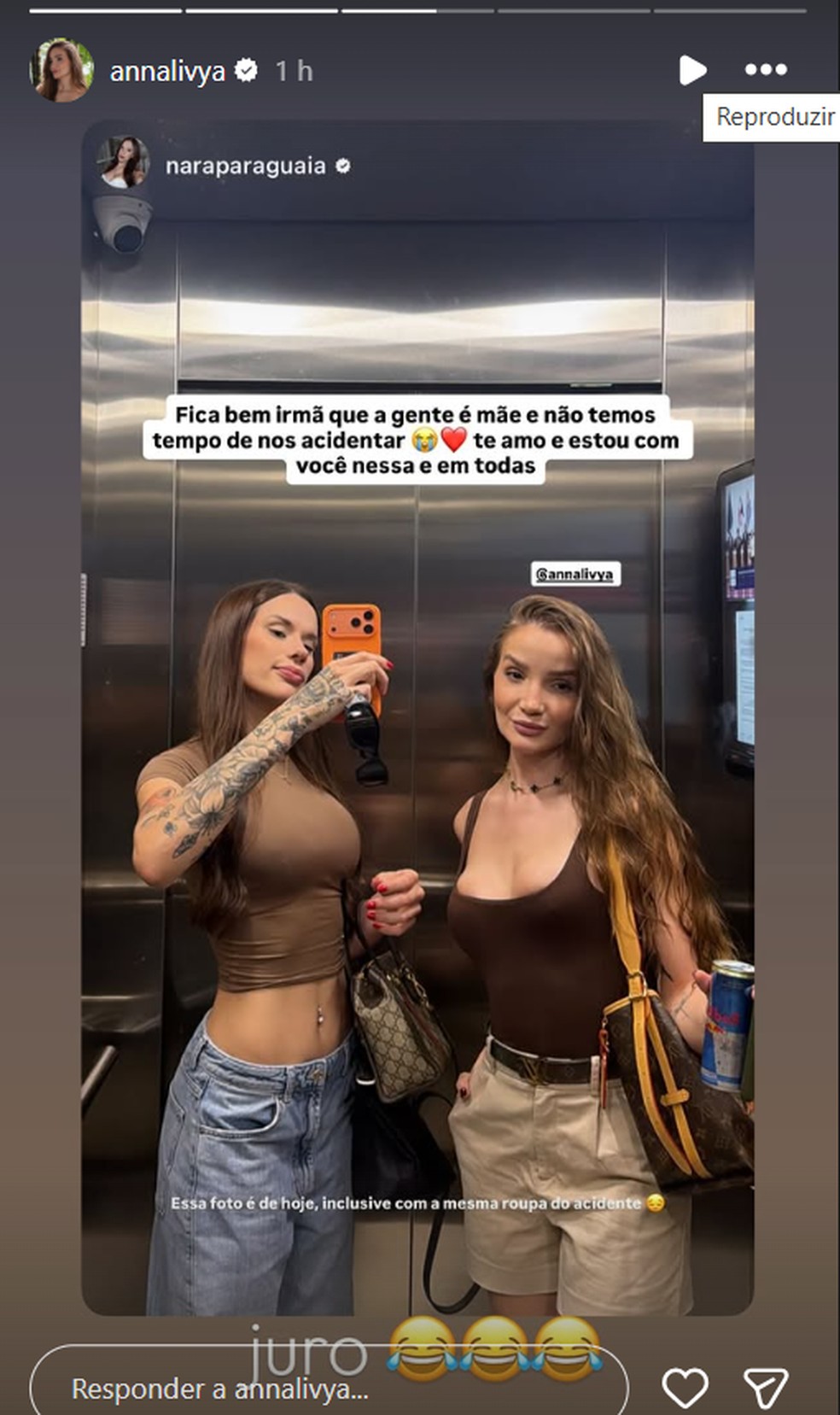 Ex-Chiquititas Anna Livya sofre acidente de moto — Foto: Reprodução/Instagram