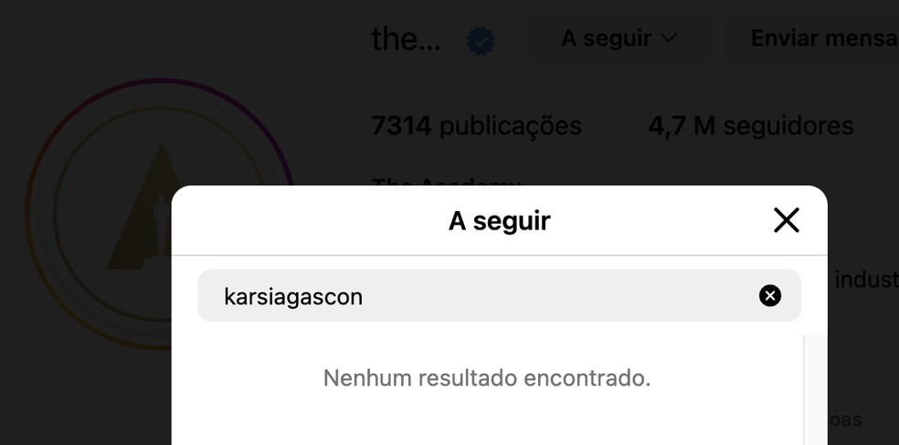 Karla Sofía Gascón ganha 'unfollow' da Academia, mas continua seguindo o prêmio — Foto: Reprodução/Instagram