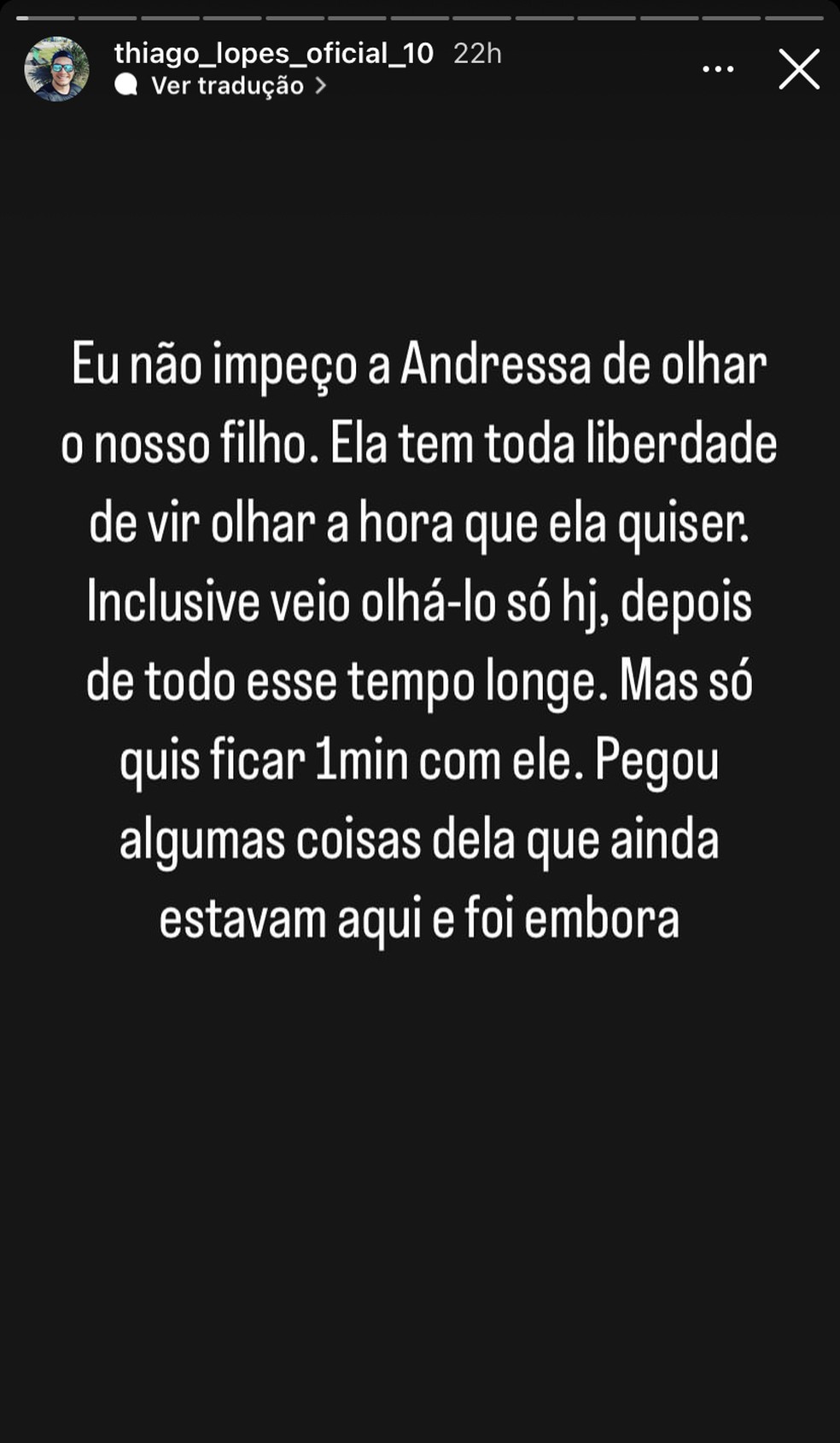 Thiago Lopes fala sobre Andressa Urach — Foto: Reprodução / Instagram