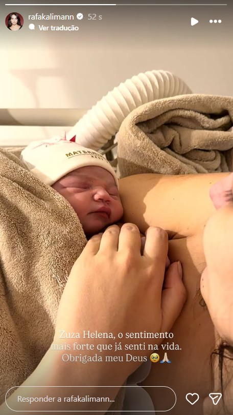 Rafa Kalimann celebra chegada de sua primeira filha: 