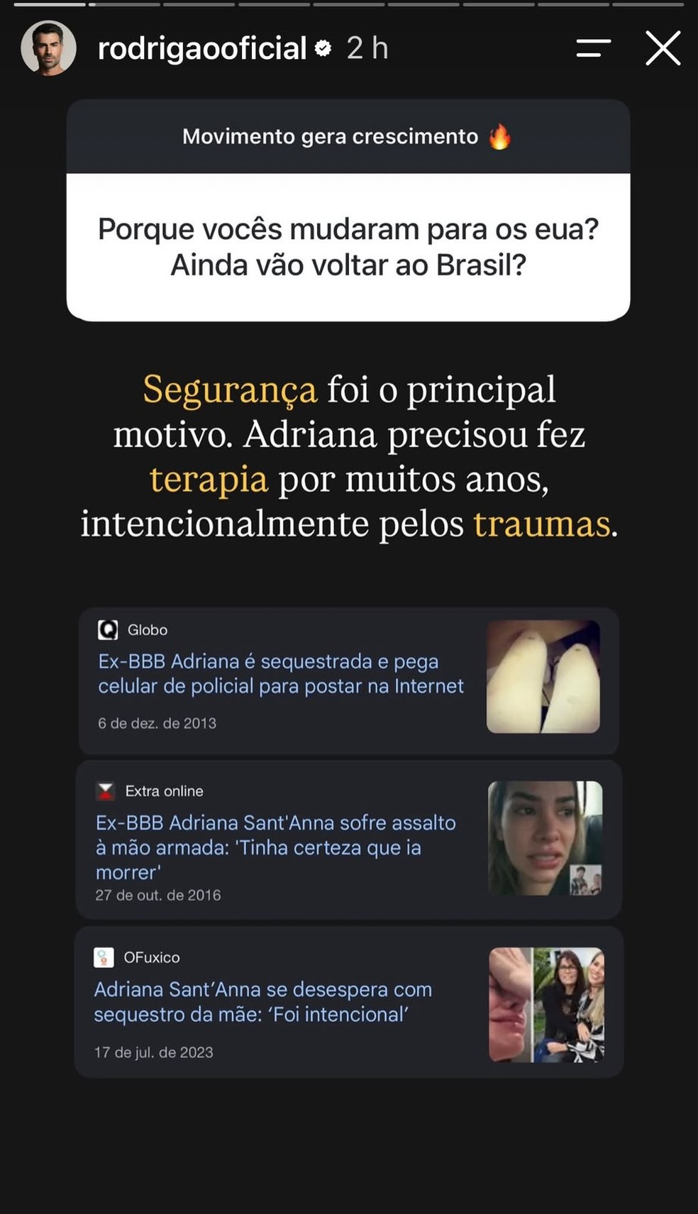Story de Rodrigão — Foto: Reprodução/Instagram