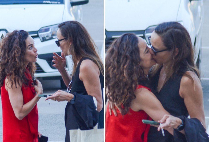 Alice Braga troca beijos com a namorada ao deixar evento em SP